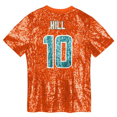 Tyreek Hill Miami Dolphins Girls Youth Sequin V-Neck Fashion Jersey Orange