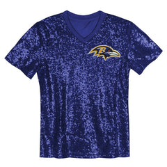 Lamar Jackson Baltimore Ravens Girls Youth Sequin V-Neck Fashion Jersey Purple