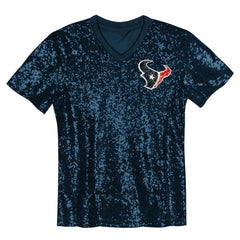 C.J. Stroud Houston Texans Girls Youth Sequin V-Neck Fashion Jersey Navy