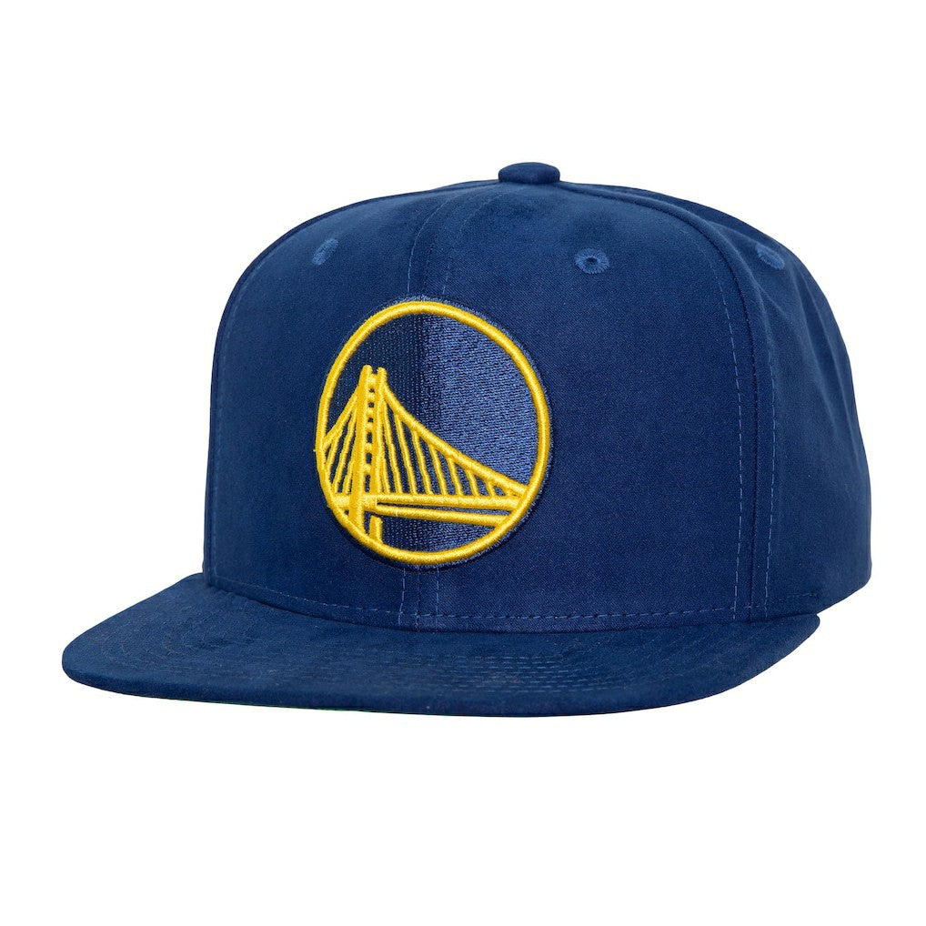 Golden State Warriors Sweet Suede Snapback Hat for sale Royal | Mitchell & Ness discount