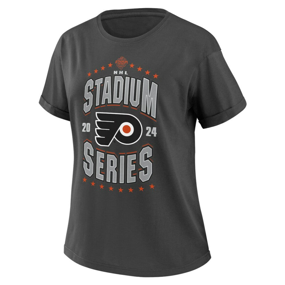 Philadelphia Flyers WEAR by Erin Andrews Women's 2024 NHL Stadium Series Boyfriend T-Shirt - Charcoal - NHL 201180927
