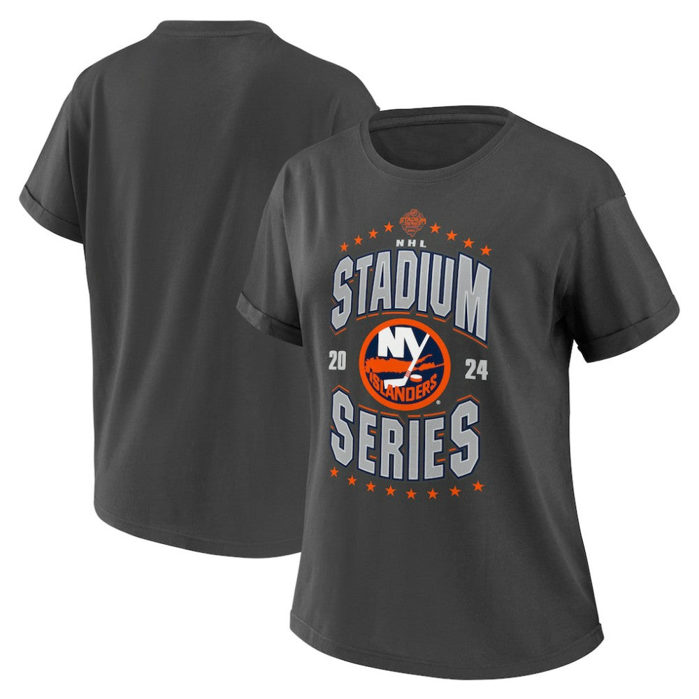 New York Islanders WEAR by Erin Andrews Women's 2024 NHL Stadium Series Boyfriend T-Shirt - Charcoal - NHL 201180929