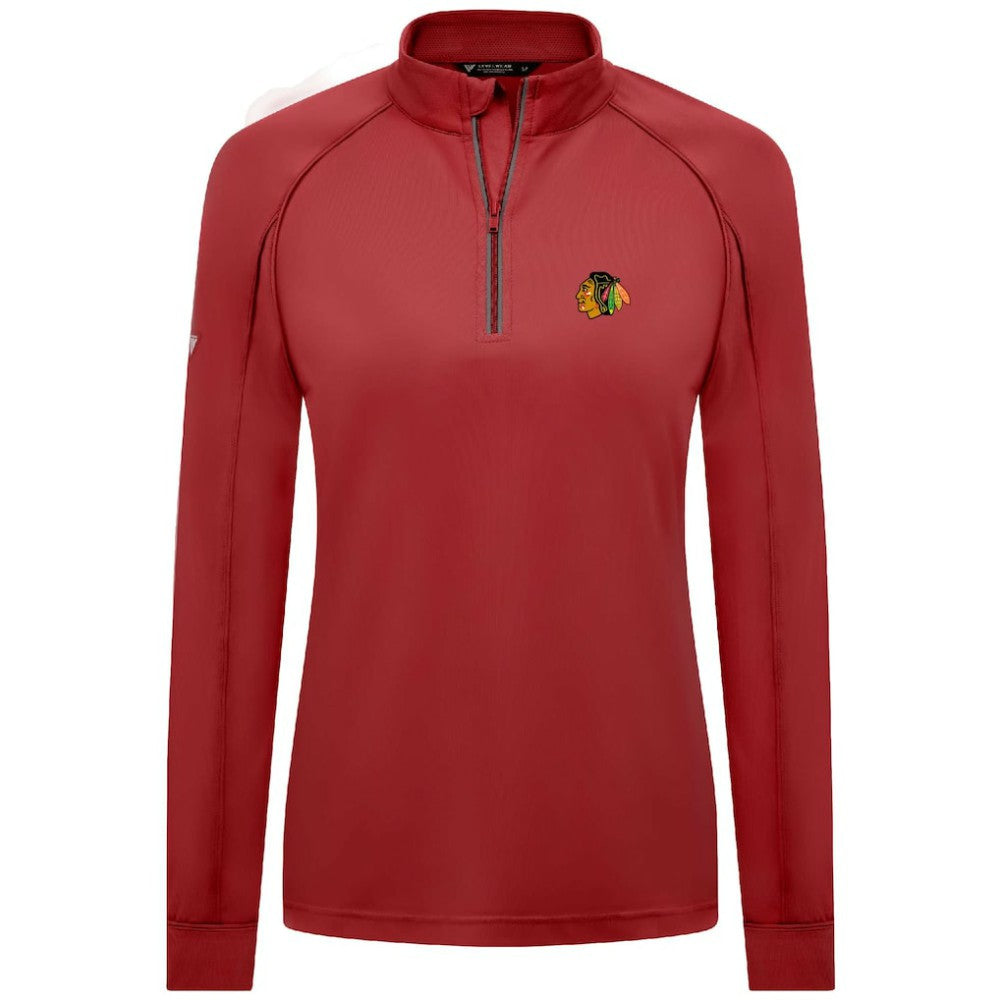 Chicago Blackhawks Levelwear Women's Kinetic Insignia Core Quarter-Zip Pullover Top - Red - NHL 201183056