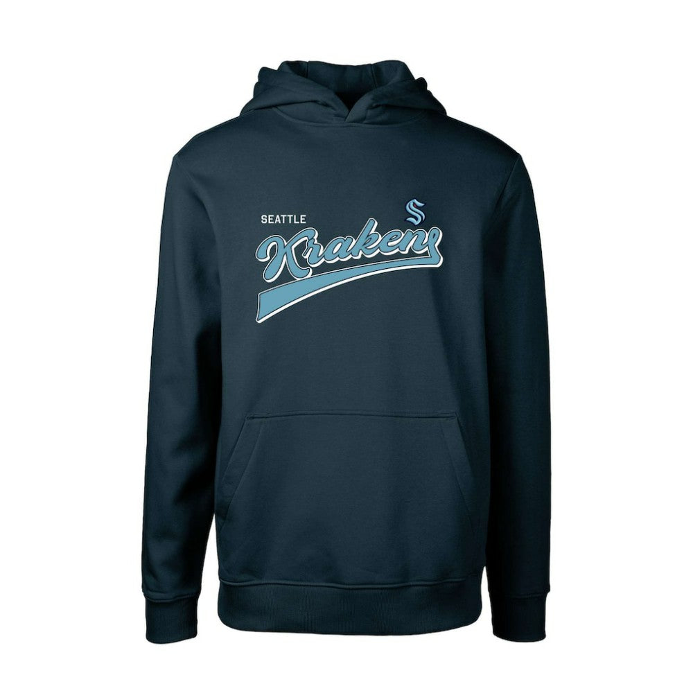 Seattle Kraken Levelwear Youth Podium Retro Script Fleece Pullover Hoodie - Deep Sea Blue - NHL 201183758