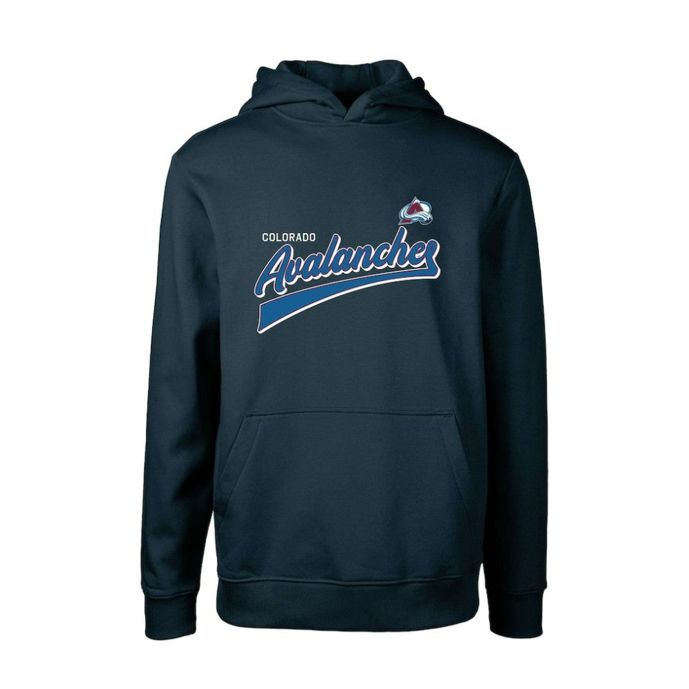 Colorado Avalanche Levelwear Youth Podium Retro Script Fleece Pullover Hoodie - Navy - NHL 201183764