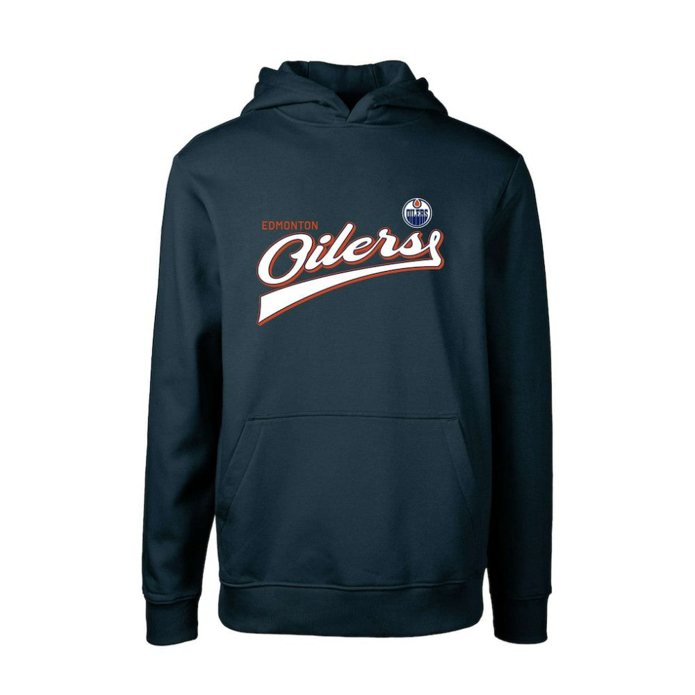 Edmonton Oilers Levelwear Youth Podium Retro Script Fleece Pullover Hoodie - Navy - NHL 201183788