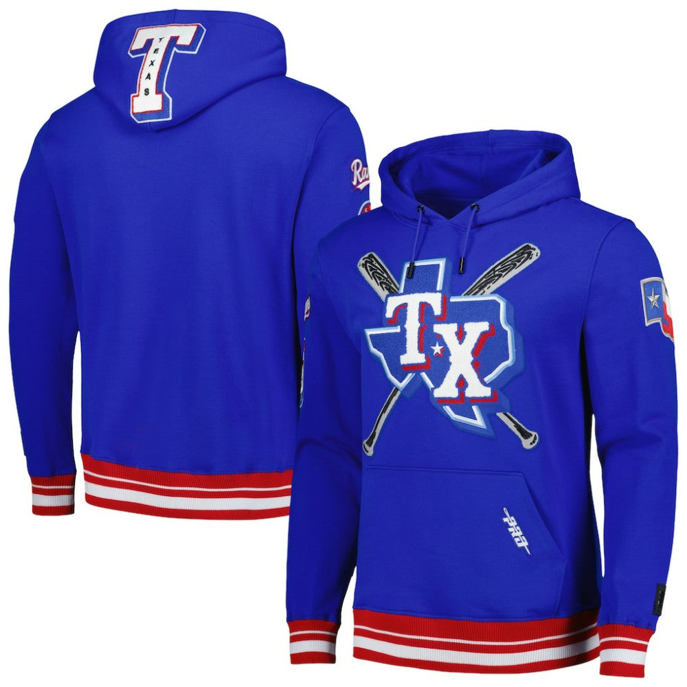 Texas Rangers Pro Standard Mash Up Logo Pullover Hoodie - Royal - MLB Online