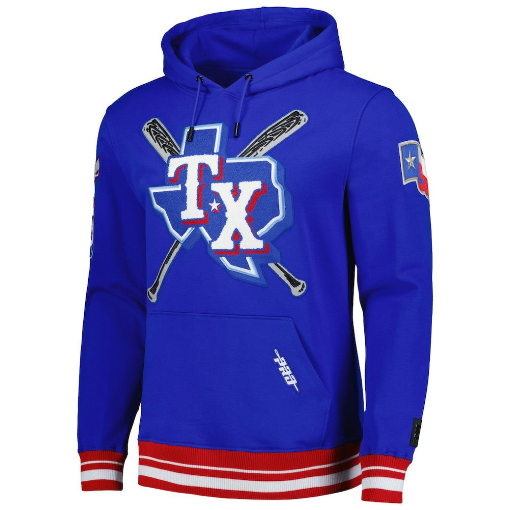 Texas Rangers Pro Standard Mash Up Logo Pullover Hoodie - Royal - MLB Online