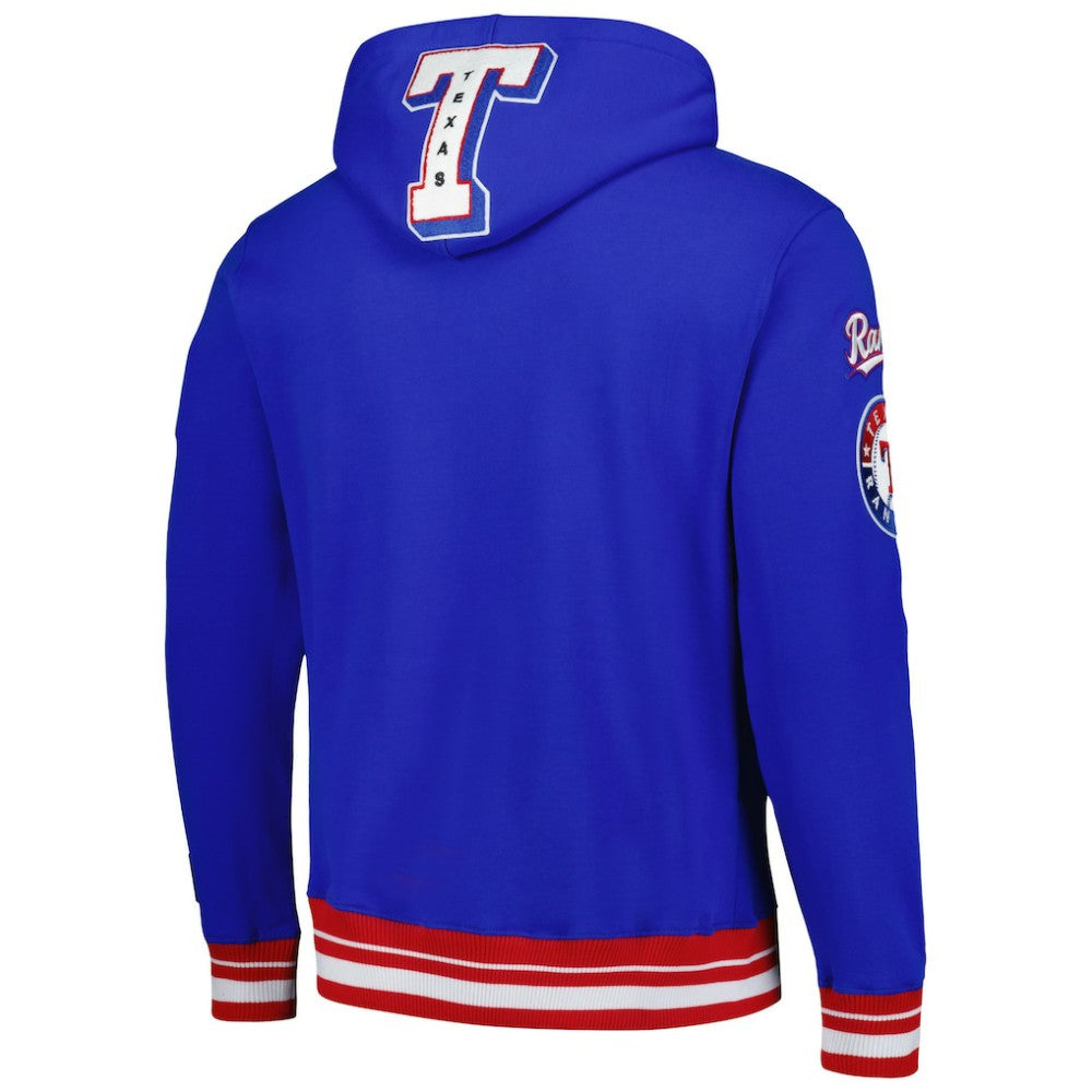 Texas Rangers Pro Standard Mash Up Logo Pullover Hoodie - Royal - MLB Online