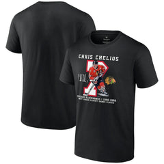 Chris Chelios Chicago Blackhawks Jersey Retirement T-Shirt - Black - NHL 201185007