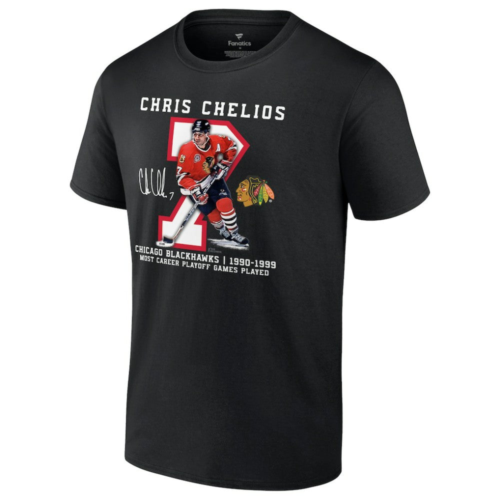Chris Chelios Chicago Blackhawks Jersey Retirement T-Shirt - Black - NHL 201185007