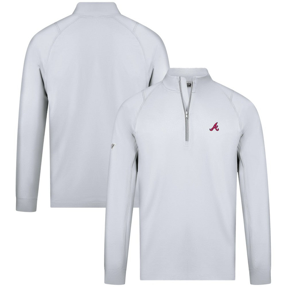Atlanta Braves Levelwear Theory Insignia Quarter-Zip Pullover - White - MLB Lifestyle