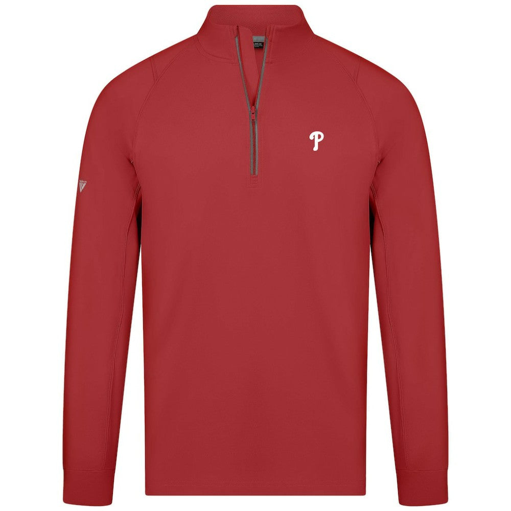 Philadelphia Phillies Levelwear Theory Insignia Quarter-Zip Pullover - Red - MLB Discount