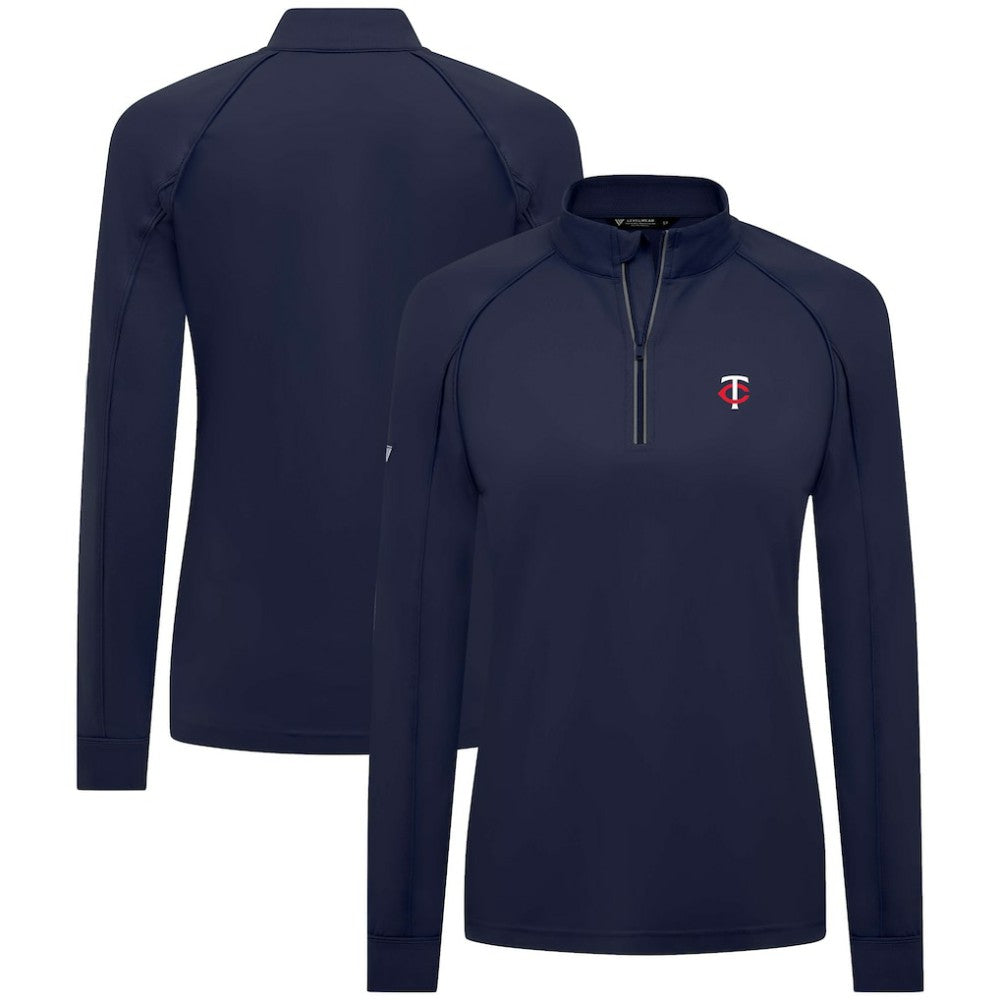 Minnesota Twins Levelwear Women's Kinetic Insignia Quarter-Zip Pullover - Navy - MLB Sale