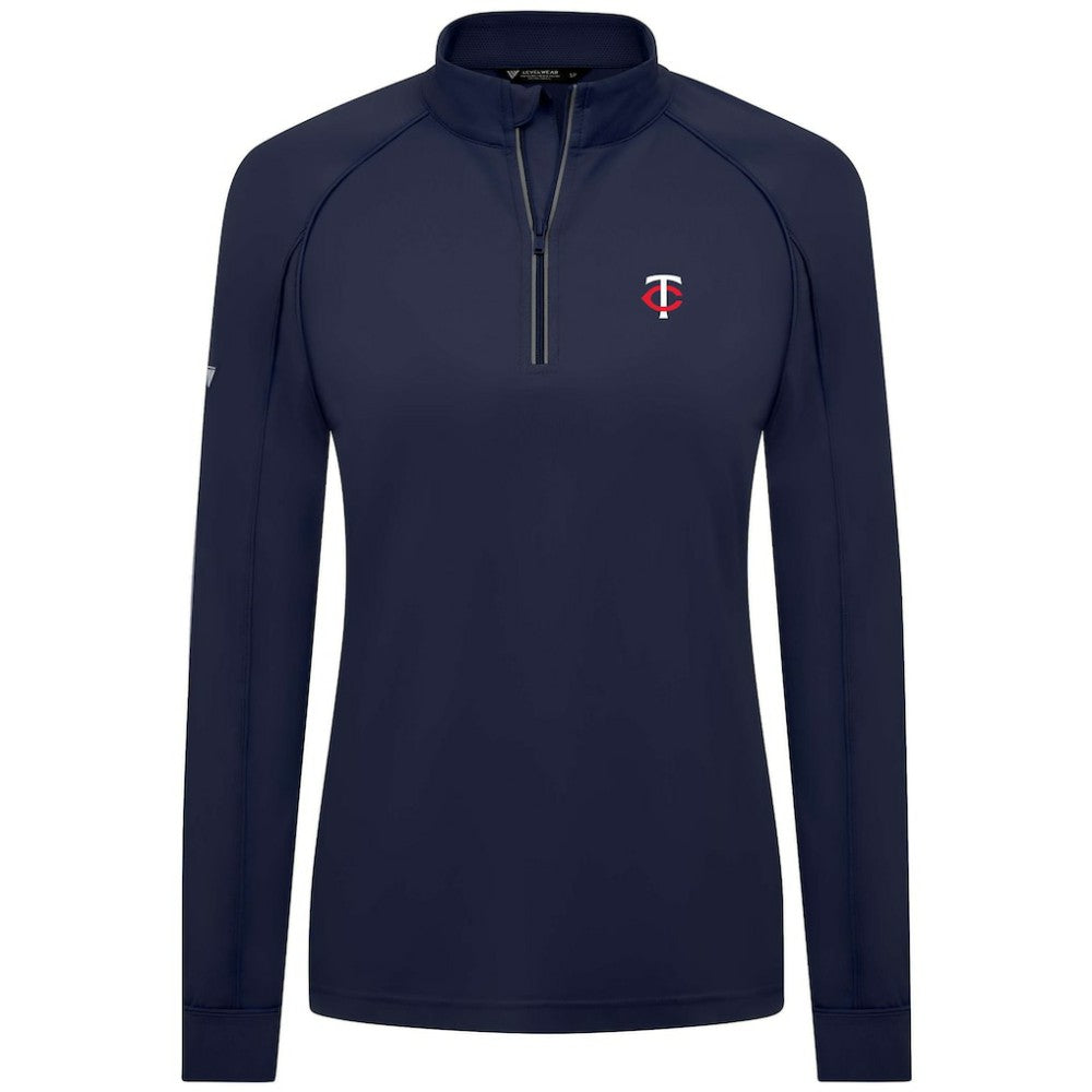Minnesota Twins Levelwear Women's Kinetic Insignia Quarter-Zip Pullover - Navy - MLB Sale
