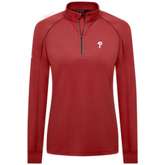 Philadelphia Phillies Levelwear Women's Kinetic Insignia Quarter-Zip Pullover - Red - MLB Online
