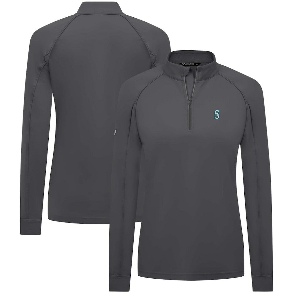 Seattle Mariners Levelwear Women's Kinetic Insignia Quarter-Zip Pullover - Charcoal - MLB Lifestyle