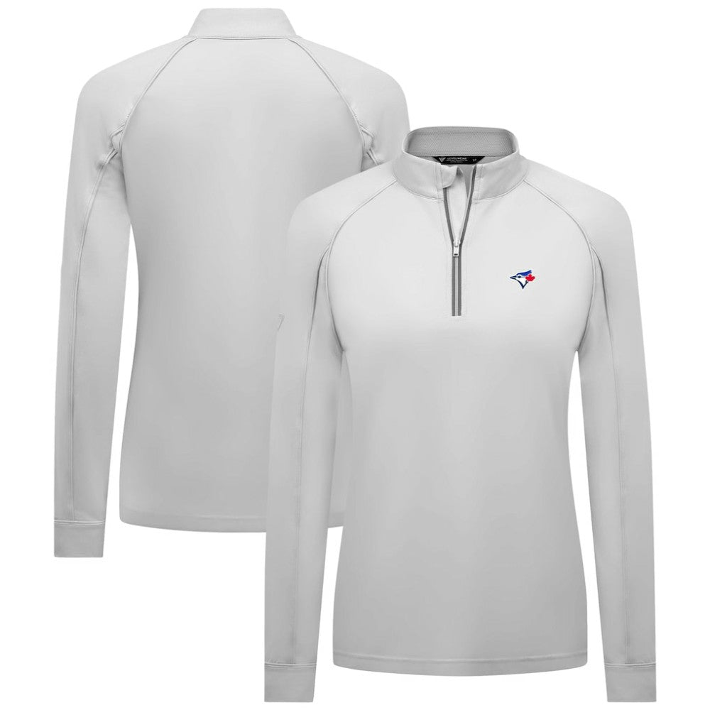 Toronto Blue Jays Levelwear Women's Kinetic Insignia Quarter-Zip Pullover - White - MLB Lifestyle
