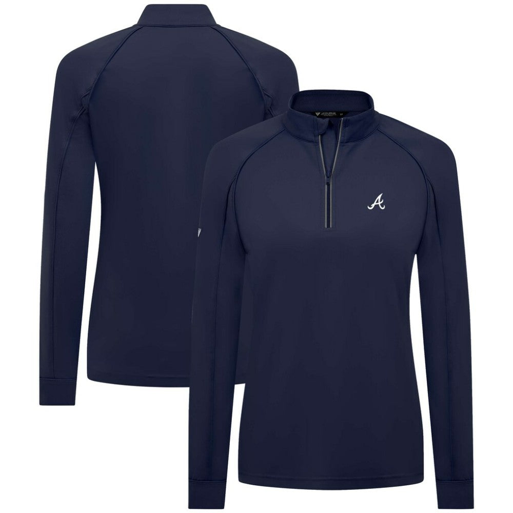 Atlanta Braves Levelwear Women's Kinetic Insignia Quarter-Zip Pullover - Navy - MLB Discount