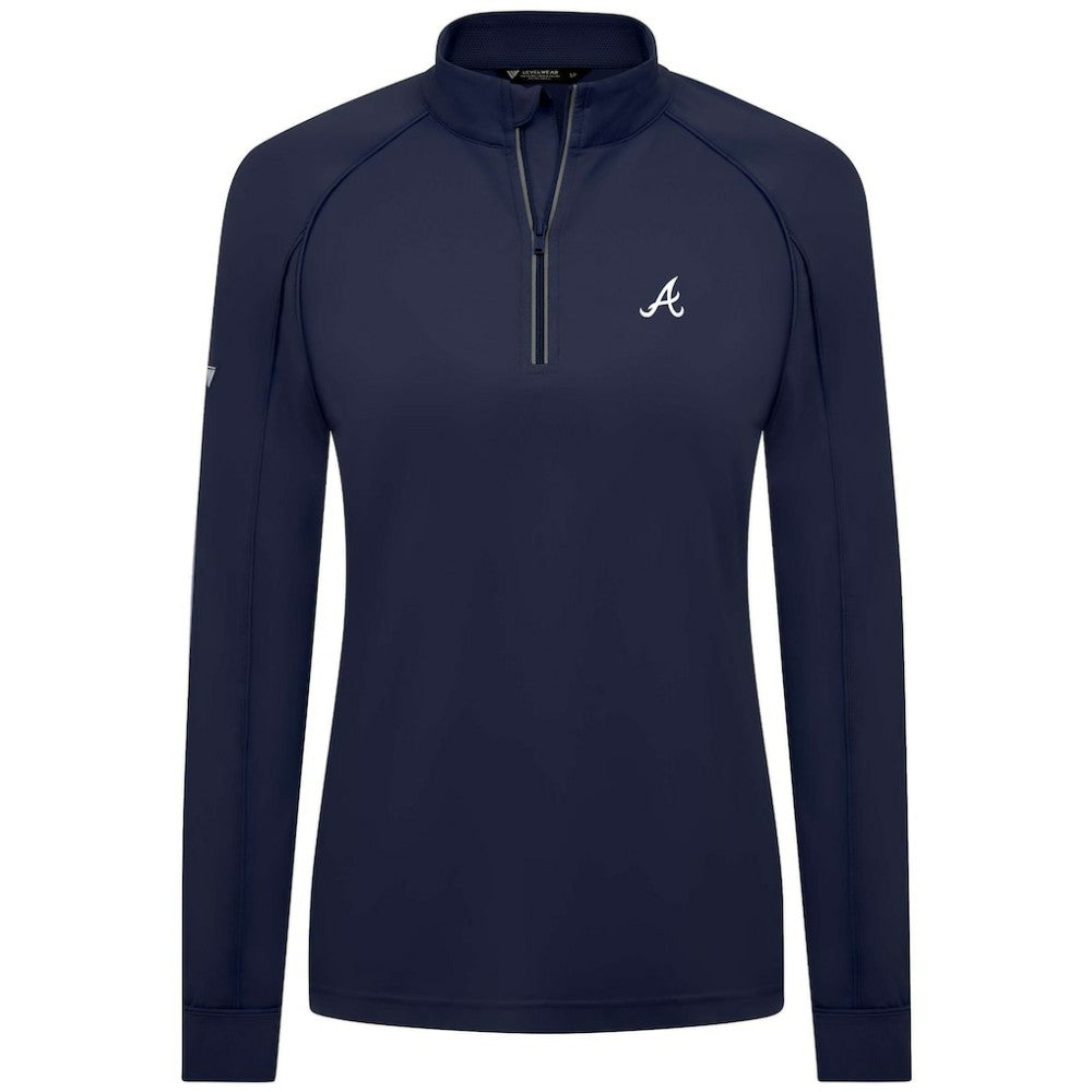 Atlanta Braves Levelwear Women's Kinetic Insignia Quarter-Zip Pullover - Navy - MLB Discount