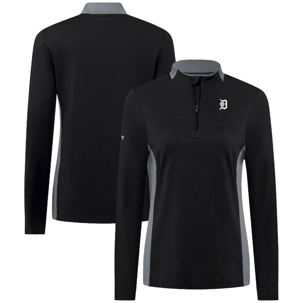 Detroit Tigers Levelwear Women's Moxie Insignia Quarter-Zip Pullover - Black - MLB Sale
