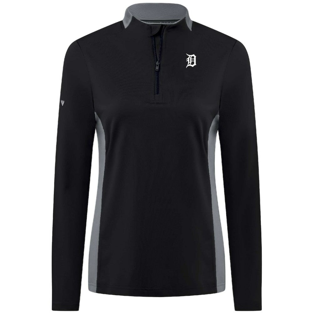 Detroit Tigers Levelwear Women's Moxie Insignia Quarter-Zip Pullover - Black - MLB Sale