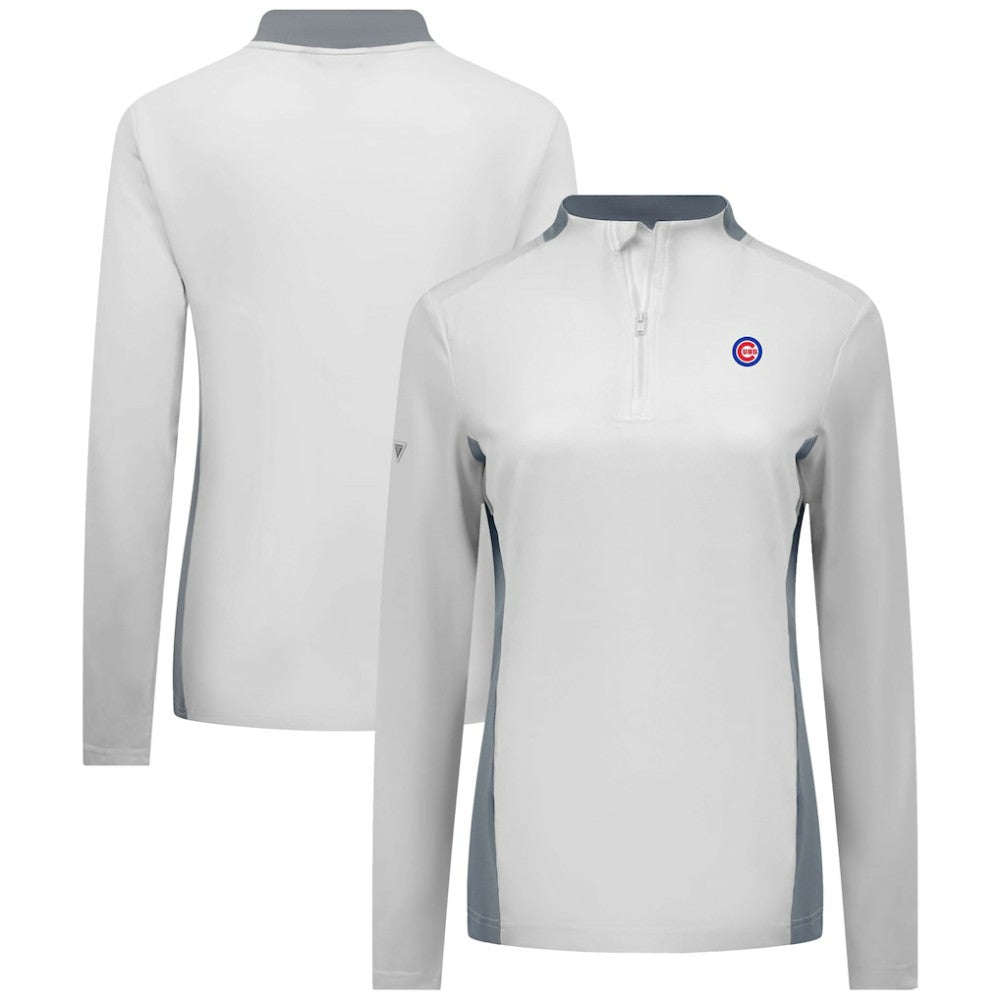 Chicago Cubs Levelwear Women's Moxie Insignia Quarter-Zip Pullover - White - MLB Lifestyle