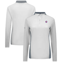 Chicago Cubs Levelwear Women's Moxie Insignia Quarter-Zip Pullover - White - MLB Lifestyle