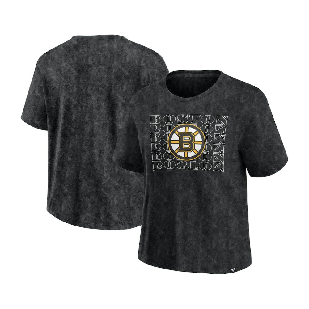 Boston Bruins Fanatics Women's Faded Wash T-Shirt - Black - NHL 201190118