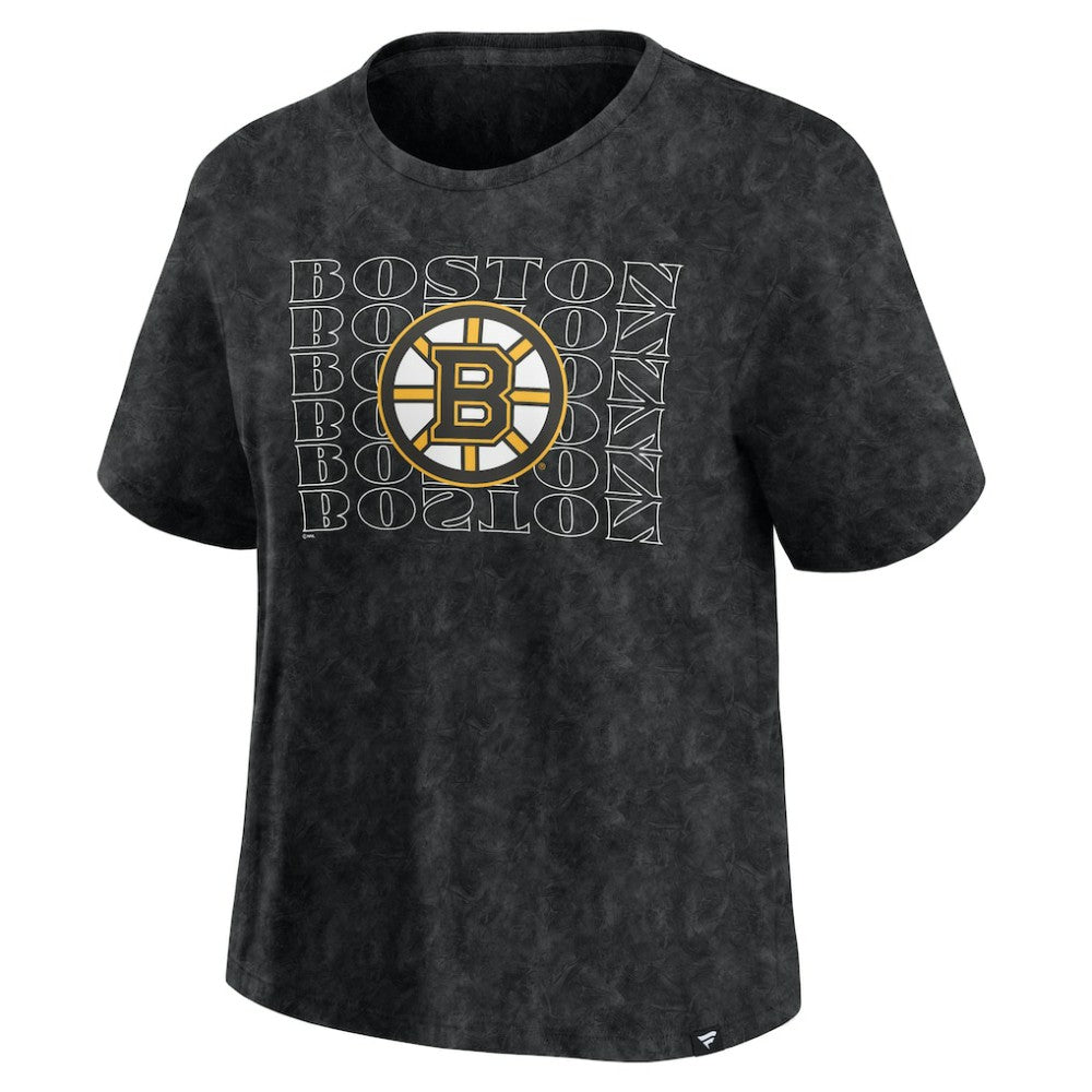 Boston Bruins Fanatics Women's Faded Wash T-Shirt - Black - NHL 201190118