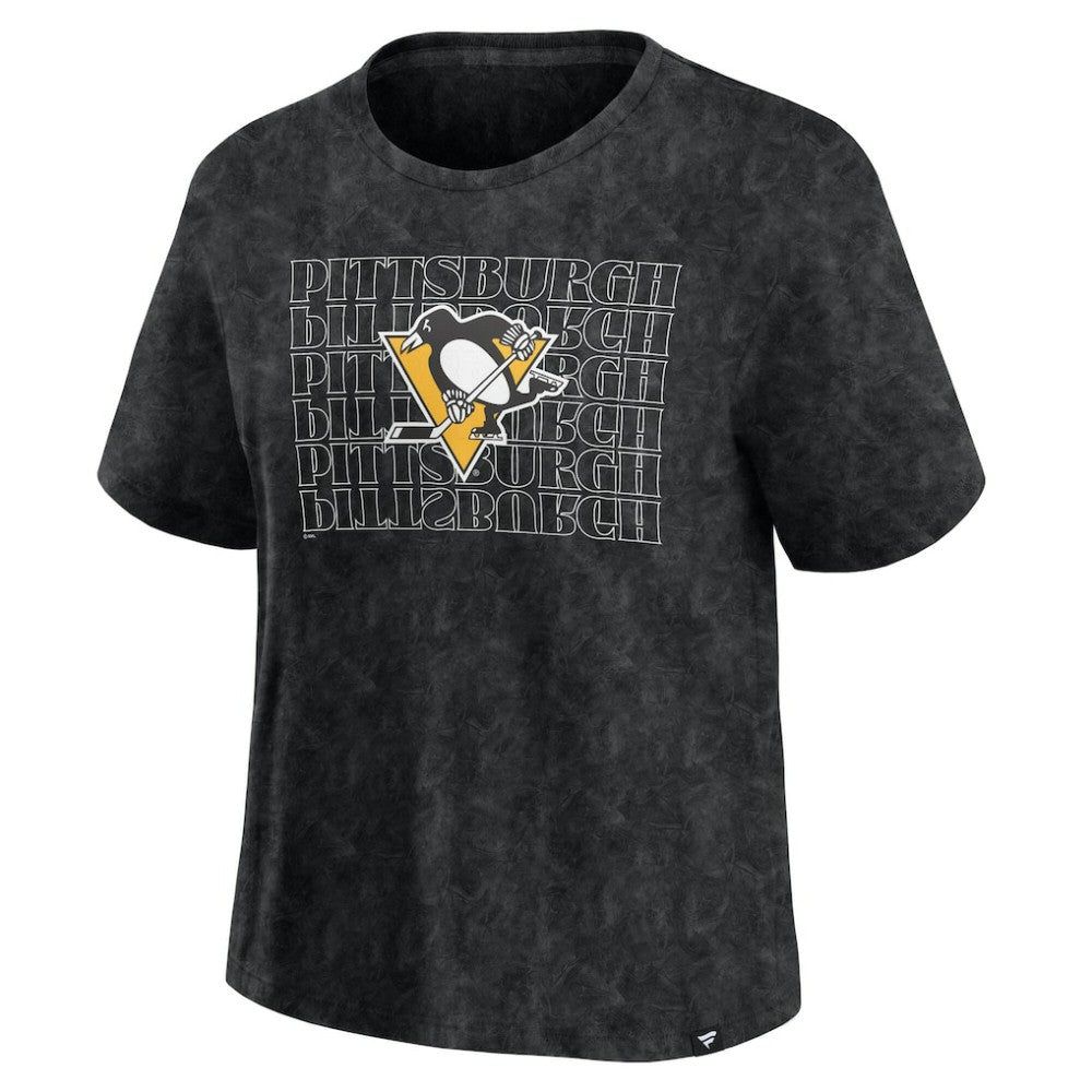 Pittsburgh Penguins Fanatics Women's Faded Wash T-Shirt - Black - NHL 201190119