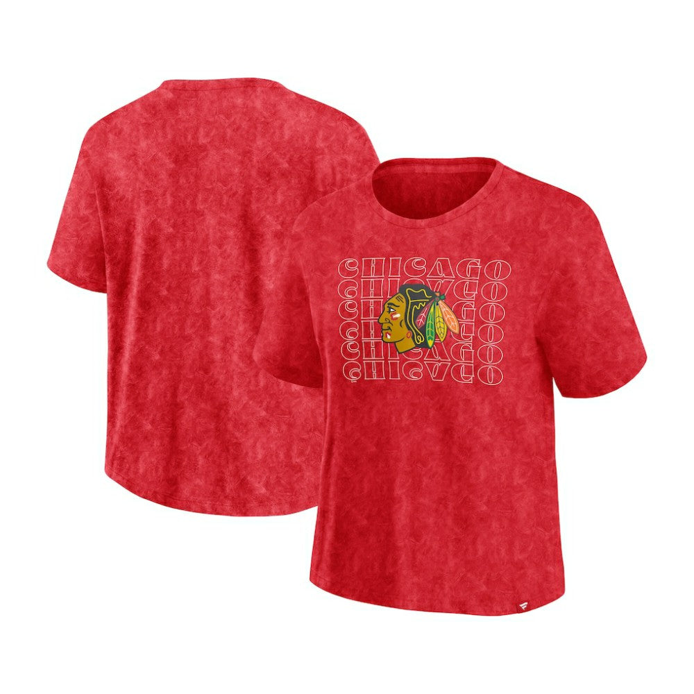 Chicago Blackhawks Fanatics Women's Faded Wash T-Shirt - Red - NHL 201190126