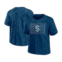 Seattle Kraken Fanatics Women's Faded Wash T-Shirt - Deep Sea Blue - NHL 201190128