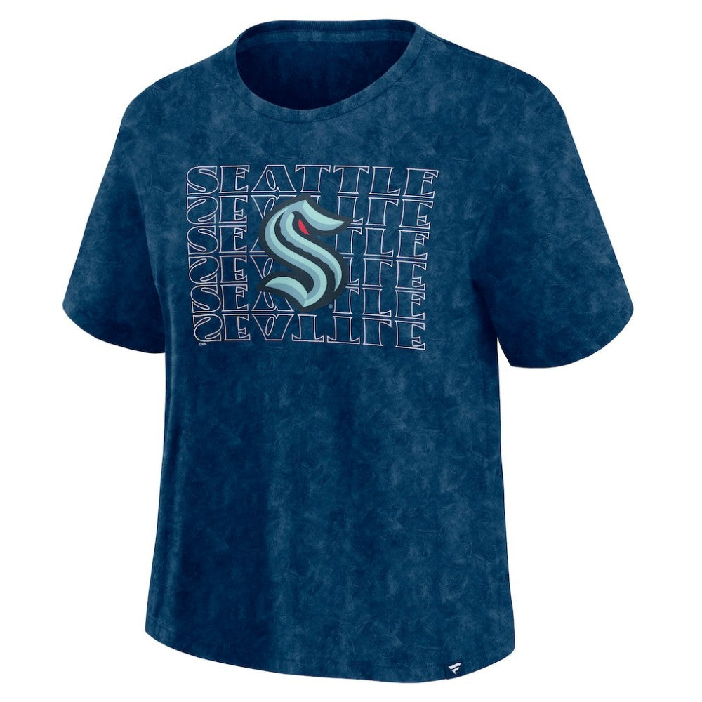 Seattle Kraken Fanatics Women's Faded Wash T-Shirt - Deep Sea Blue - NHL 201190128