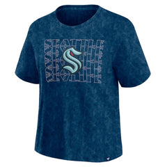 Seattle Kraken Fanatics Women's Faded Wash T-Shirt - Deep Sea Blue - NHL 201190128