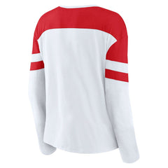 New Jersey Devils Fanatics Women's Frozen Long Sleeve Notch Neck T-Shirt - White/Red - NHL 201190142