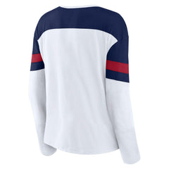 Montreal Canadiens Fanatics Women's Frozen Long Sleeve Notch Neck T-Shirt - White/Navy - NHL 201190144