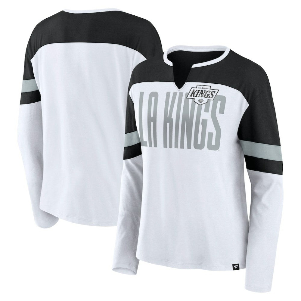 Los Angeles Kings Fanatics Women's Frozen Long Sleeve Notch Neck T-Shirt - White/Black - NHL 201190146