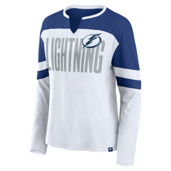 Tampa Bay Lightning Fanatics Women's Frozen Long Sleeve Notch Neck T-Shirt - White/Blue - NHL 201190160