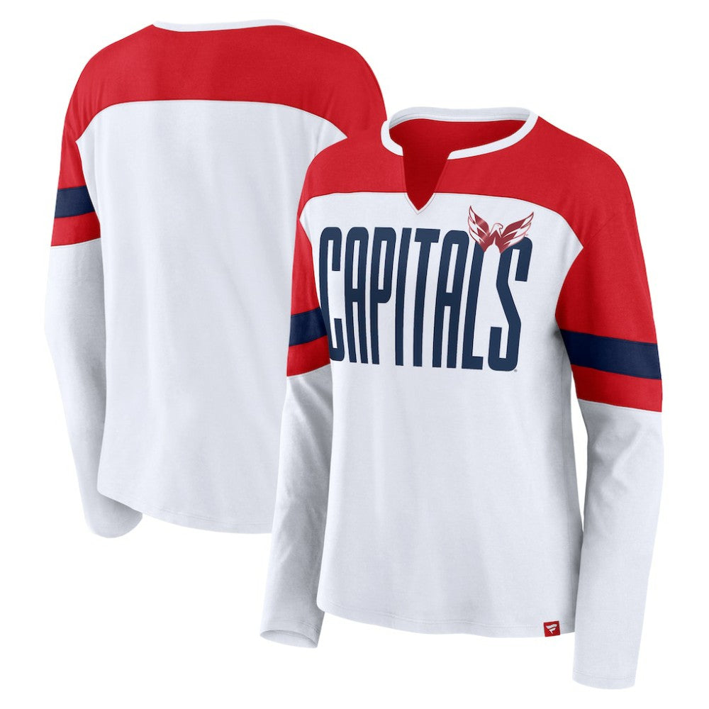 Washington Capitals Fanatics Women's Frozen Long Sleeve Notch Neck T-Shirt - White/Red - NHL 201190163