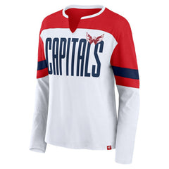 Washington Capitals Fanatics Women's Frozen Long Sleeve Notch Neck T-Shirt - White/Red - NHL 201190163