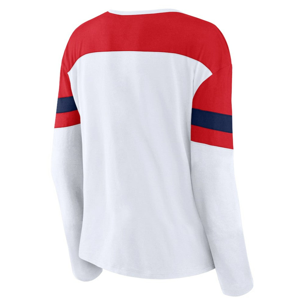 Washington Capitals Fanatics Women's Frozen Long Sleeve Notch Neck T-Shirt - White/Red - NHL 201190163