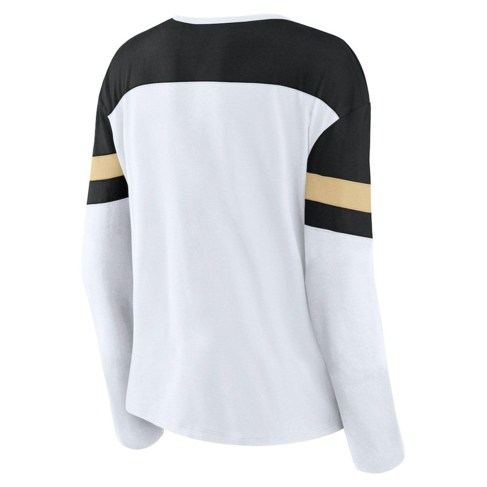 Vegas Golden Knights Fanatics Women's Frozen Long Sleeve Notch Neck T-Shirt - White/Black - NHL 201190164