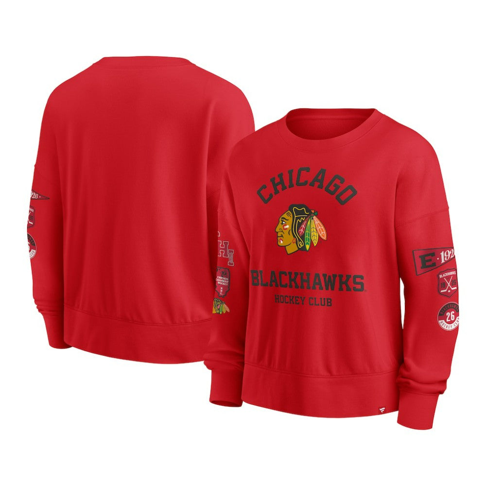 Chicago Blackhawks Fanatics Women's Go Team Pullover Sweatshirt - Red - NHL 201190221