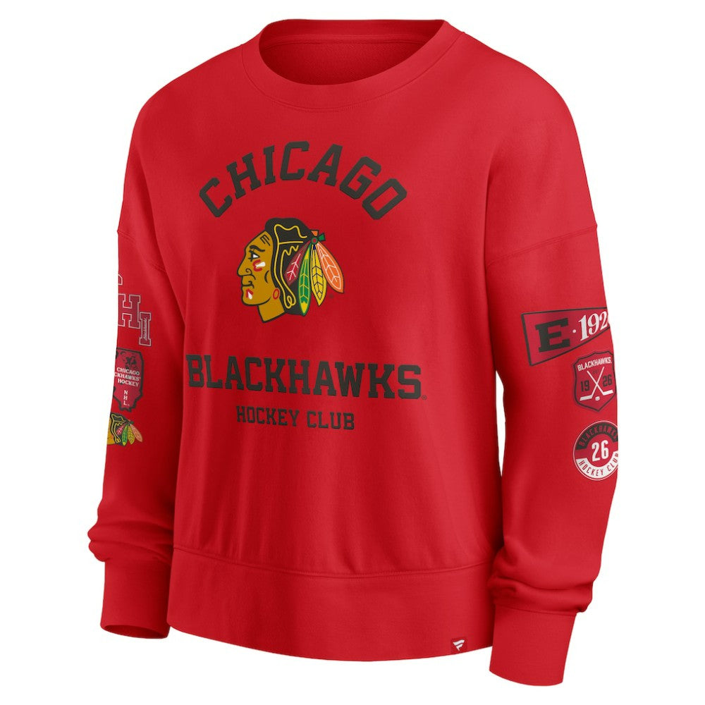 Chicago Blackhawks Fanatics Women's Go Team Pullover Sweatshirt - Red - NHL 201190221