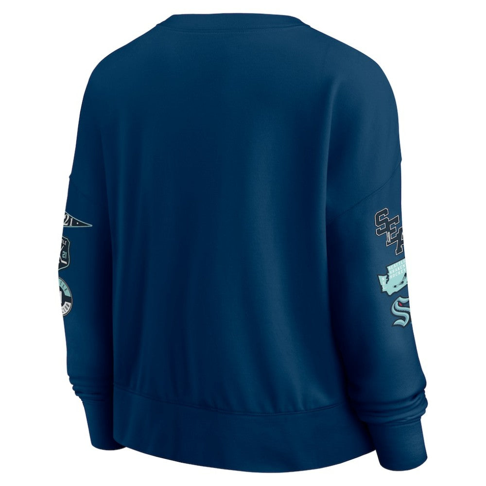 Seattle Kraken Fanatics Women's Go Team Pullover Sweatshirt - Deep Sea Blue - NHL 201190231