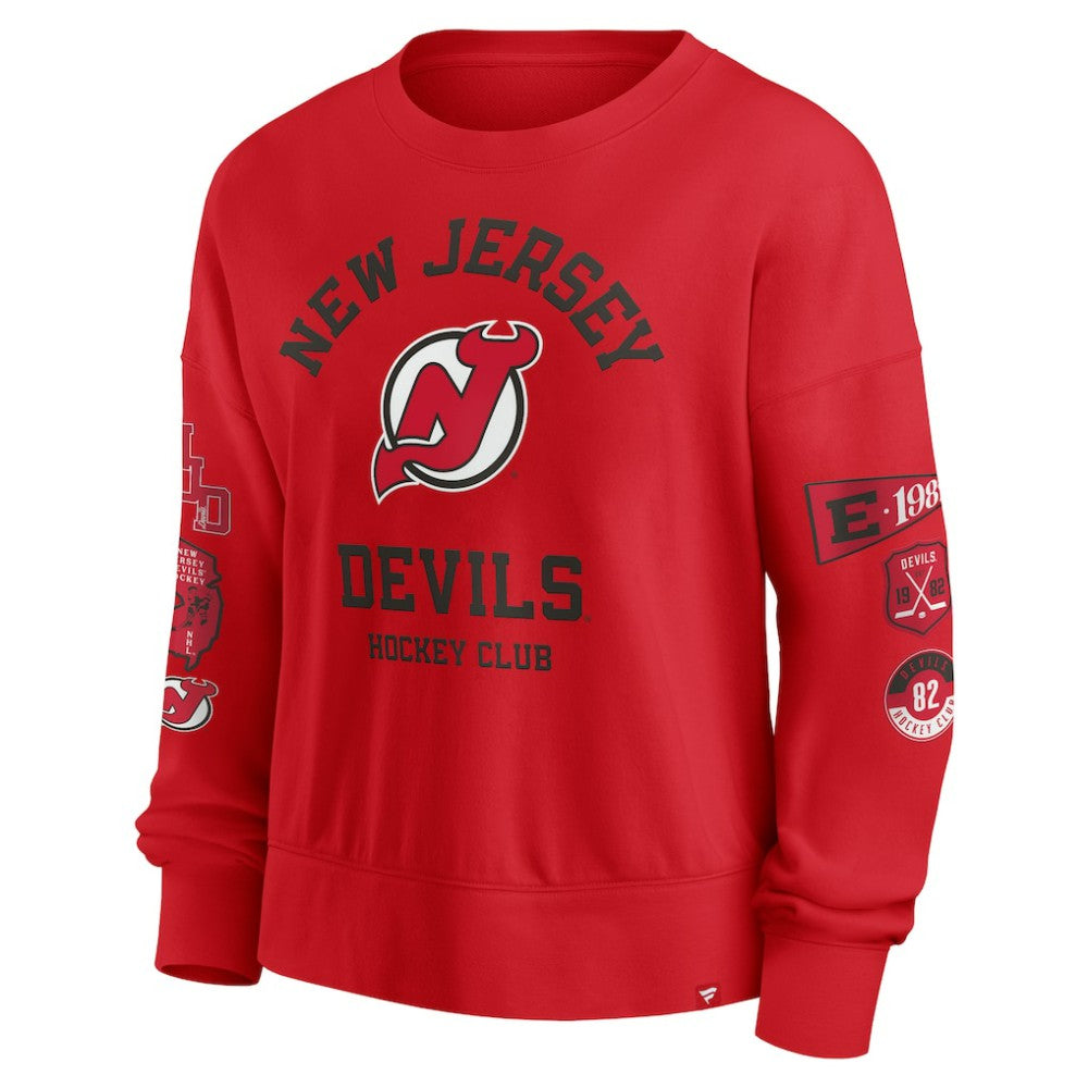 New Jersey Devils Fanatics Women's Go Team Pullover Sweatshirt - Red - NHL 201190232