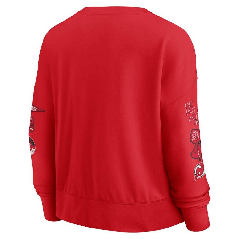 New Jersey Devils Fanatics Women's Go Team Pullover Sweatshirt - Red - NHL 201190232