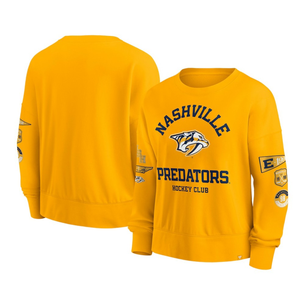 Nashville Predators Fanatics Women's Go Team Pullover Sweatshirt - Gold - NHL 201190240