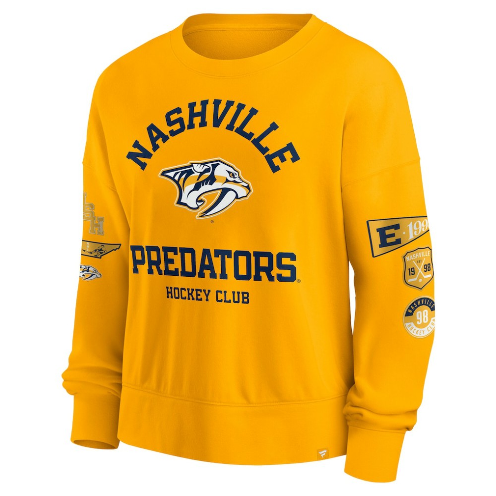 Nashville Predators Fanatics Women's Go Team Pullover Sweatshirt - Gold - NHL 201190240